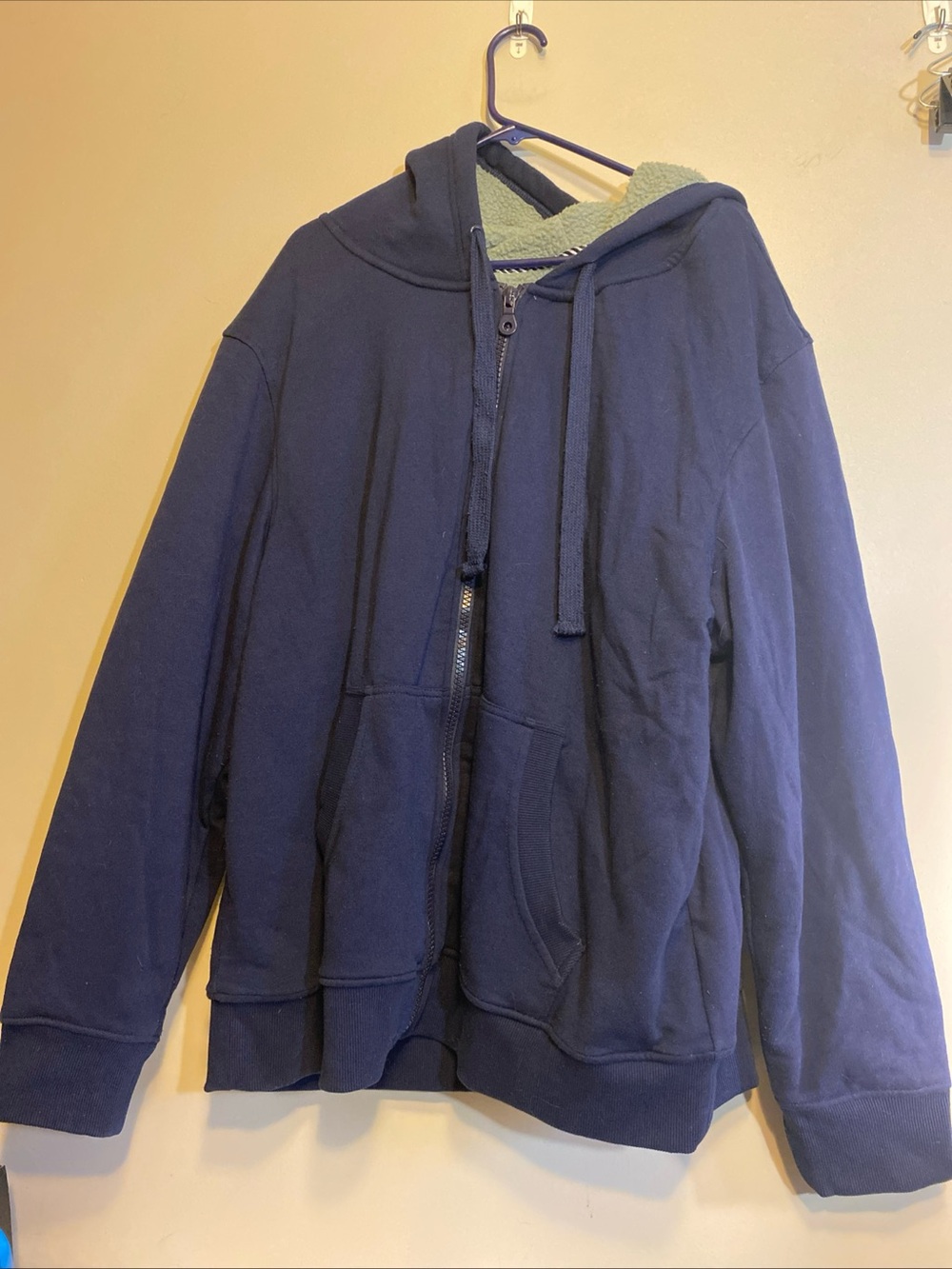 US Life Men's Hoodie Jacket XXL Faux‎ Fur Sherpa Lined  Cotton Fleece Full Zip